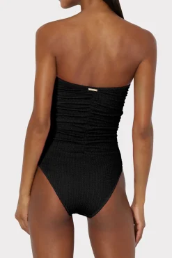 MILLY One Piece Swimsuits-Textured Ruched One Piece
