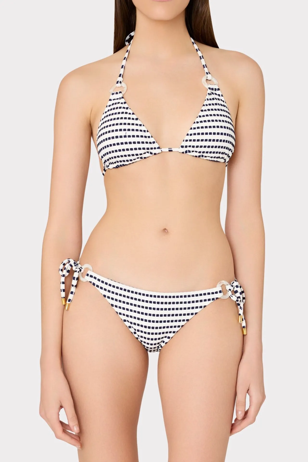 MILLY Bikinis-Textured Stripe Ring Bikini Bottom