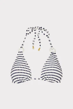 MILLY Jumpsuits & Rompers-Textured Stripe Ring Triangle Bikini Top