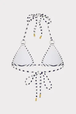 MILLY Jumpsuits & Rompers-Textured Stripe Ring Triangle Bikini Top