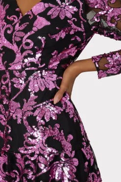 MILLY Pink Dresses-Tove Tassel Paisley Sequins Dress