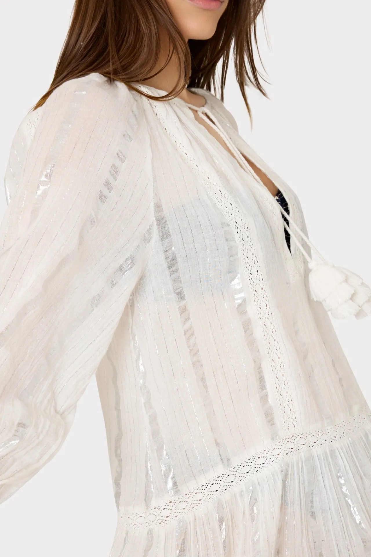 MILLY Cover-Ups-Valentine Lurex Stripe Coverup Dress