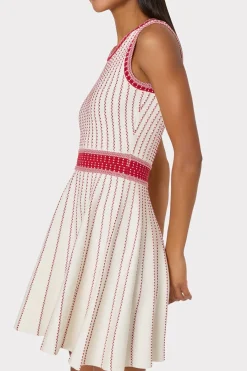 MILLY Mini Dresses-Vertical Texture Fit And Flare Dress