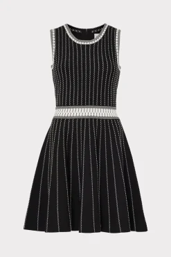MILLY Mini Dresses-Vertical Texture Fit And Flare Dress
