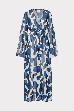 MILLY Jumpsuits & Rompers-Vince Ocean Puzzle Chiffon Coverup Dress