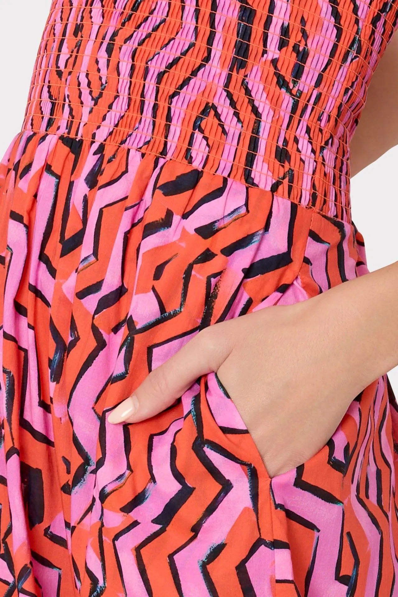 MILLY Cover-Ups-Viona Painted Chevron Cotton Voile Dress