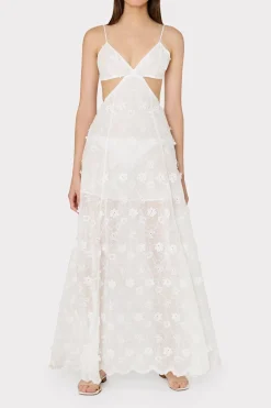 MILLY Jumpsuits & Rompers-Vivianne 3D Floral Cotton Eyelet Dress