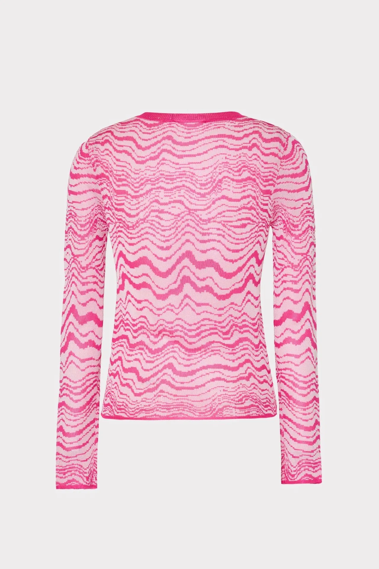 MILLY Tops-Wave Jacquard Crewneck Pullover
