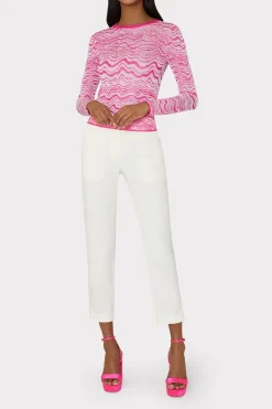 MILLY Sweaters & Knits-Wave Jacquard Crewneck Pullover