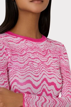 MILLY Sweaters & Knits-Wave Jacquard Crewneck Pullover